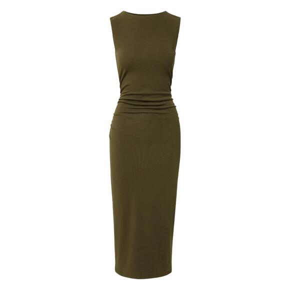 NEW VERONICA BEARD charissa boat neck dress in cypress - Picture 5 of 5